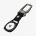 AMP01565 - AirTag Case Rugged Armor showing the front and side with carabiner opened